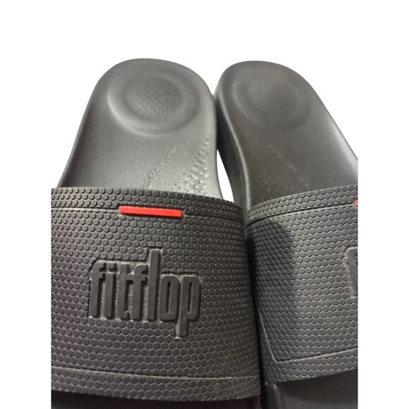 Fitflop Black Slide Sandals 6 Lightweight Rubber Slip-On Footwear For Women Made - Picture 7 of 7
